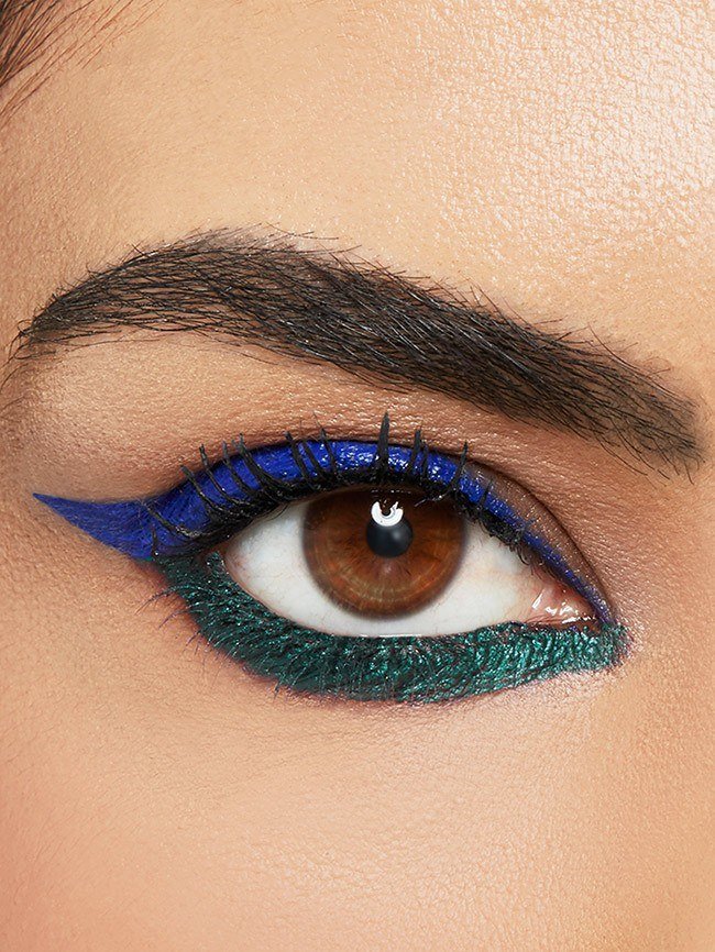 Maybelline Eyeliner - close up of Eye with blue green look 